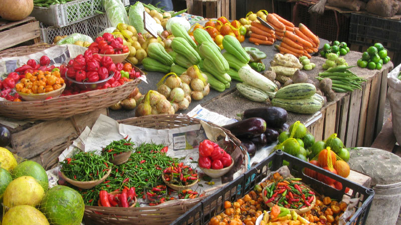 A local African market with local organic produce