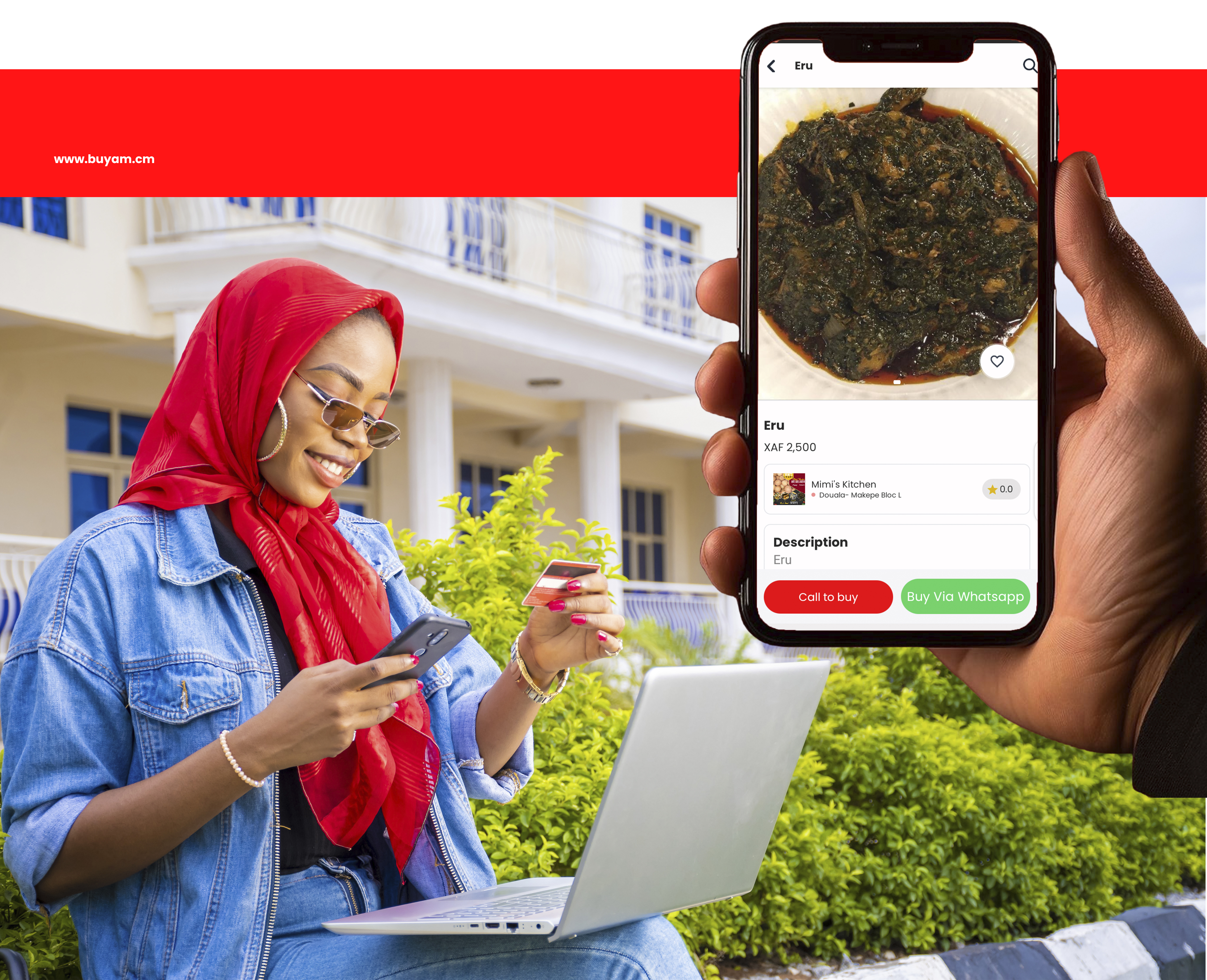 Young African girl shopping for food on Buyam