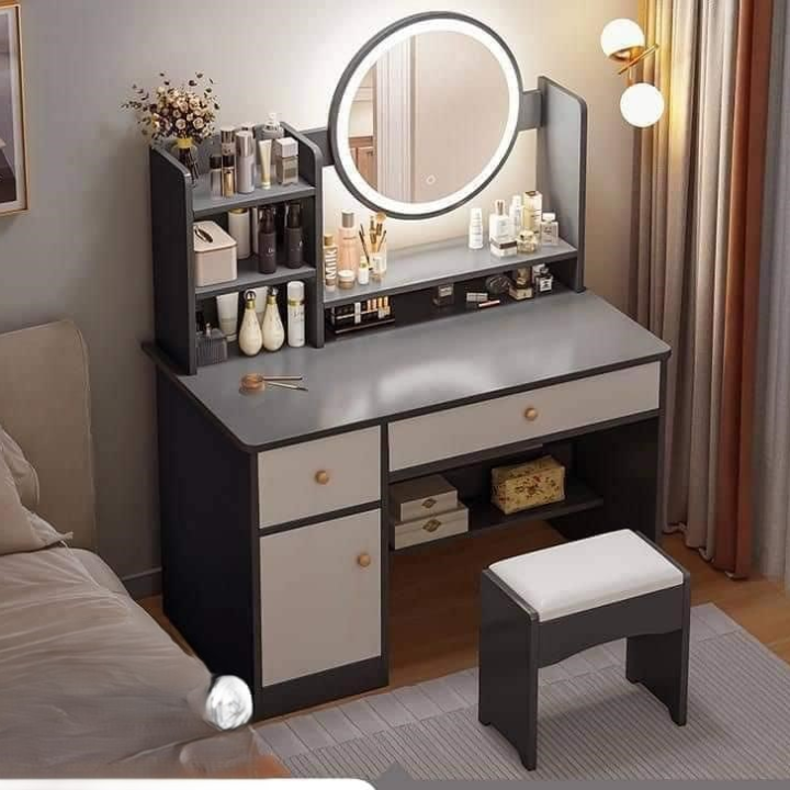 solde de Coiffeuse avec lampe, nouveau miroir, Table de maquillage, maison, chambre de fille, meuble de rangement, une coiffeuse