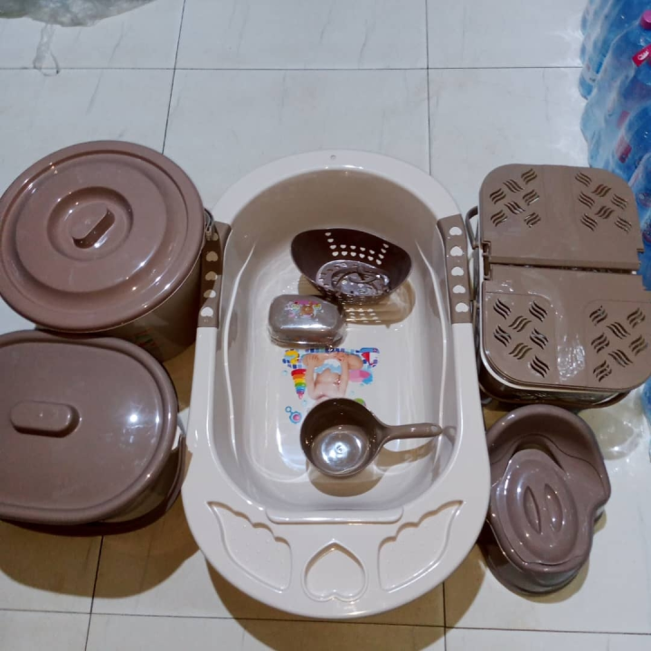 ensemble bassine marron