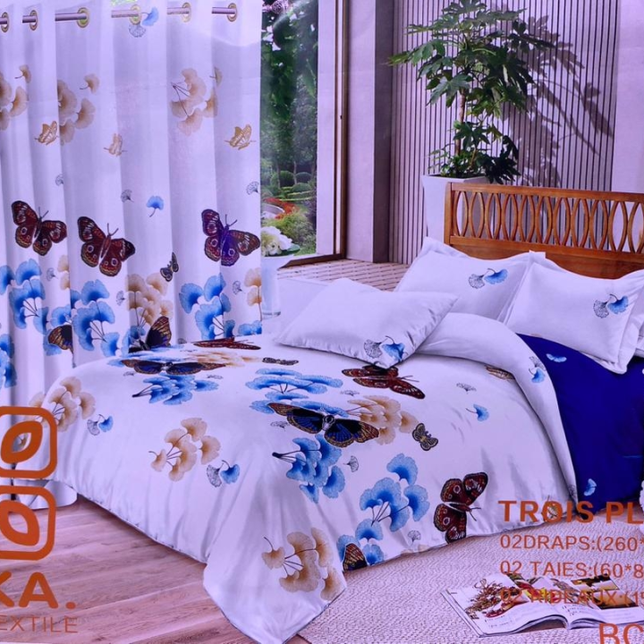 drap housse en cotton plus rideaux