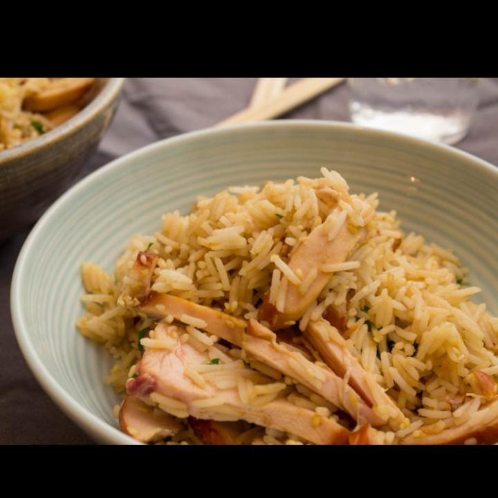 Fried Rice smooked chicken