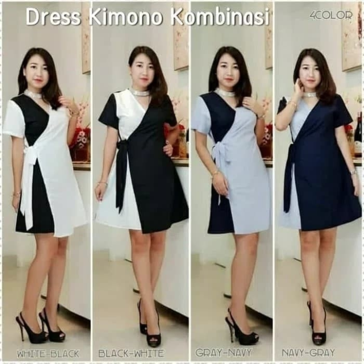 robe portefeuille noire blanche