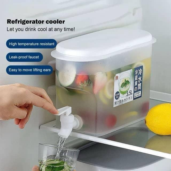 Distributeur de boissons pour réfrigérateur avec robinet, distributeur d'eau avec robinet, grand seau à eau glacée 3,5L , sans fuite