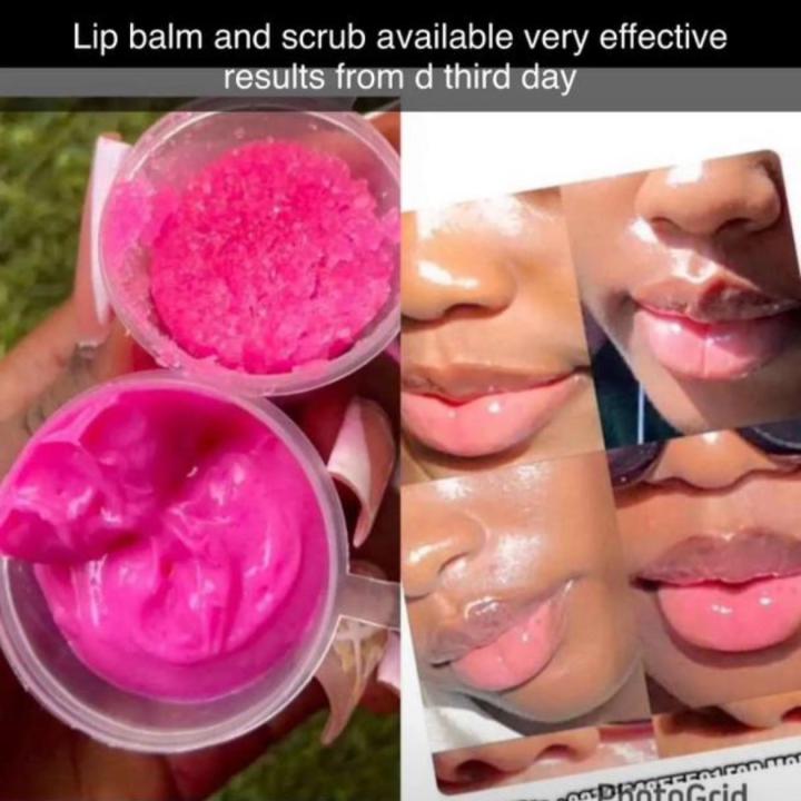 pink lip balm and scrub