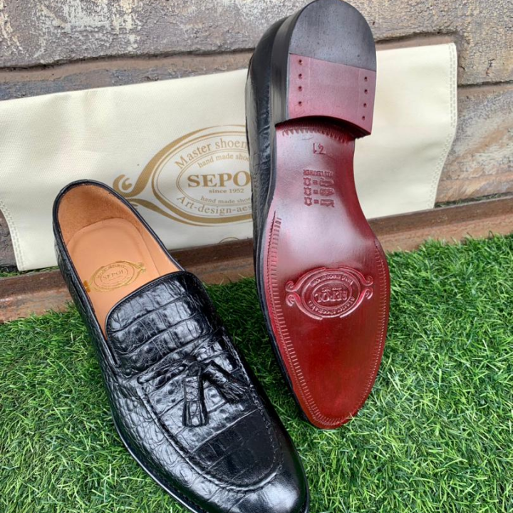 chaussures pour hommes sepol en peau de crocodile exotiques véritables, chaussures habillées à enfiler, style business et décontracté