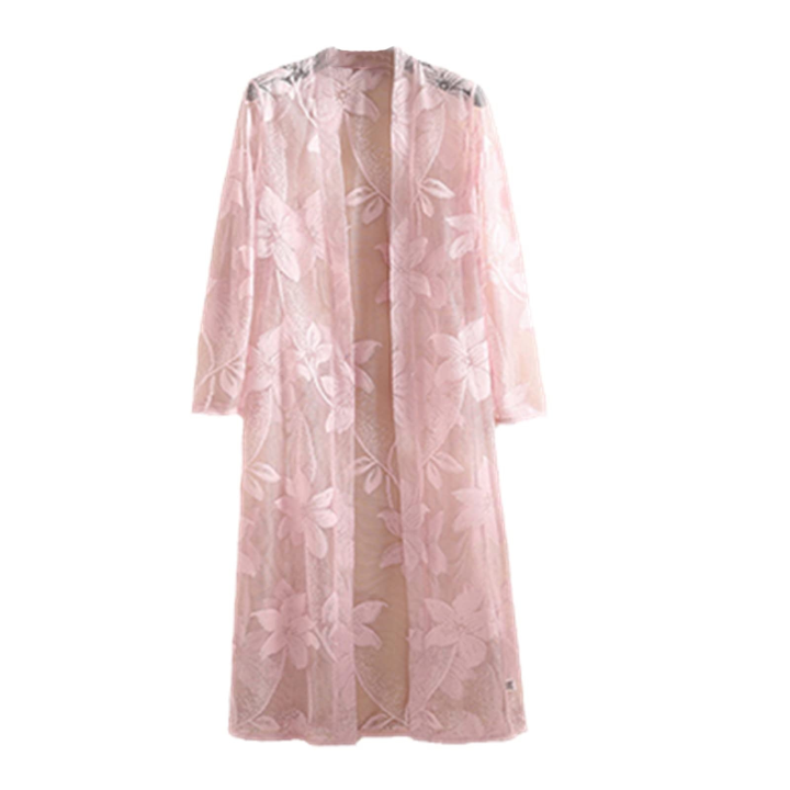 kimono fleurie rose