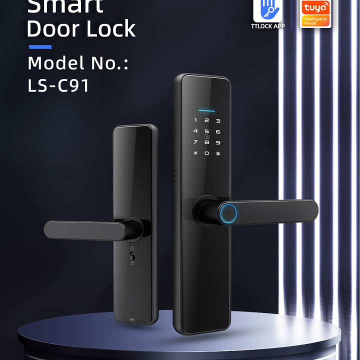 Home smart wifi keyless inteligente digital card fingerprint password electric mortise doo