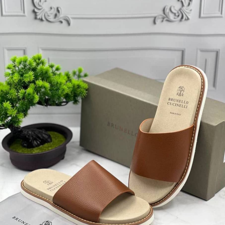 babouche hommes marron