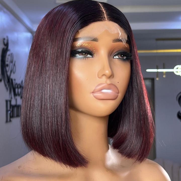 Burgundy Bone Straight lace Wig