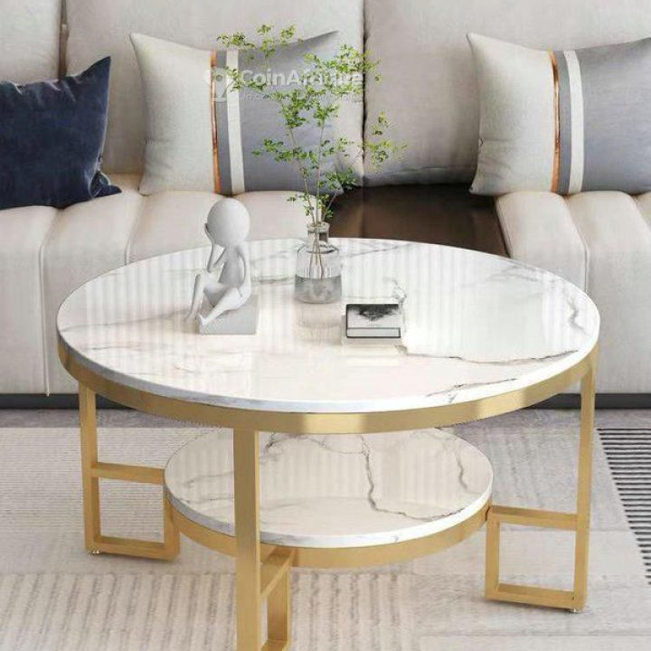 Meubles Table basse blanc/or