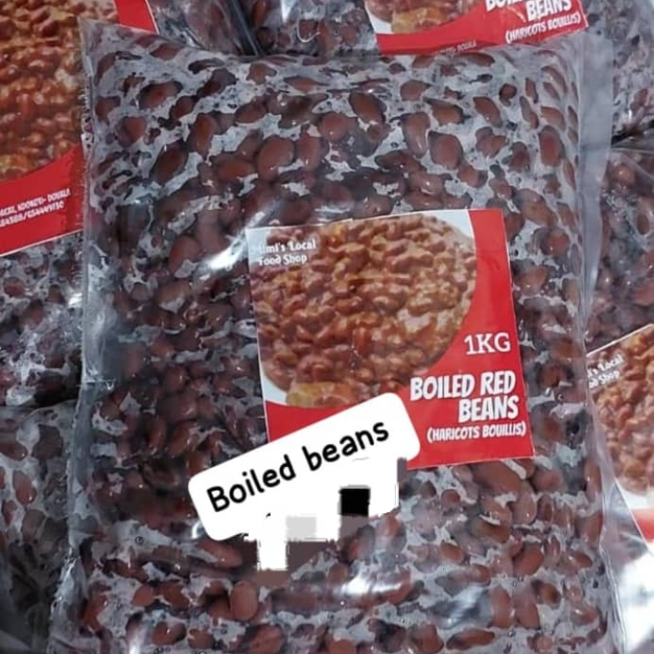 Boiled beans, black and red.