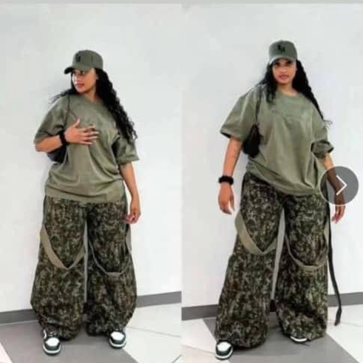 ensemble femme vert militaire ( pantalon t shirt chapeau)