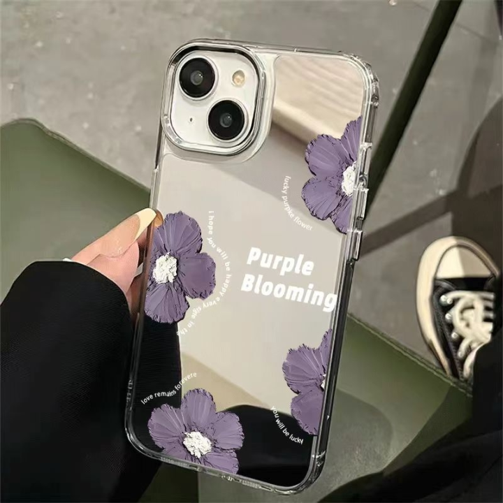 Mirror purple oil flowers