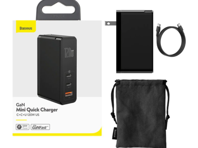 Baseus - GaN 120W USB Type-C PD Charger, with Fast Charge 4.0 / 3.0, for MacBook, Laptop and Smartphone