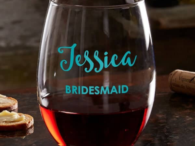 Personalized stemless wine glass