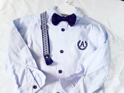 Shirt, trousers, suspenders and bowtie
