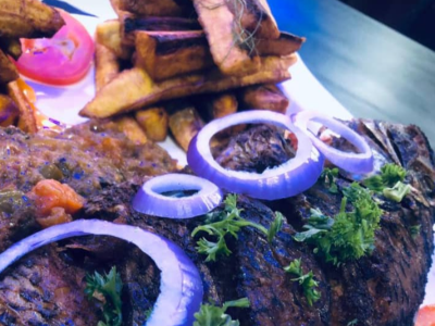 Bar fish sauce/fries/fried rice