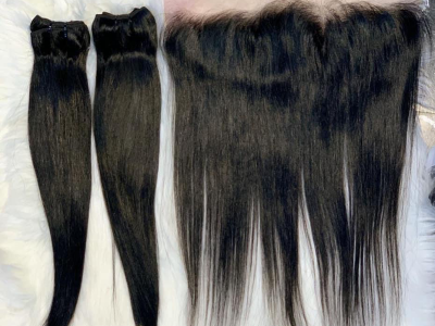 Human hair bundles 14 inches with full frontal