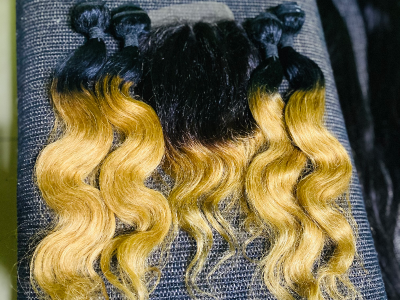Human hair bundles 16 inches with full closure
