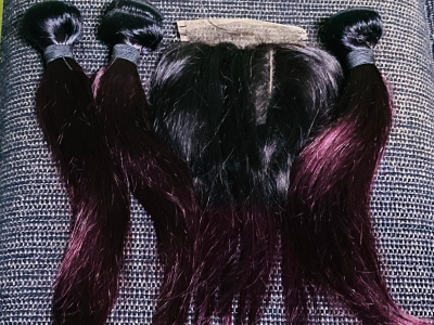 Human hair bundles with full closure