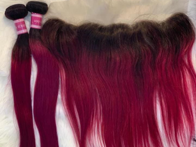 Human hair bundles with frontals