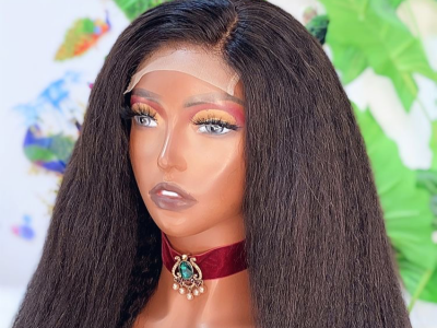Kinky human hair wig with full closure