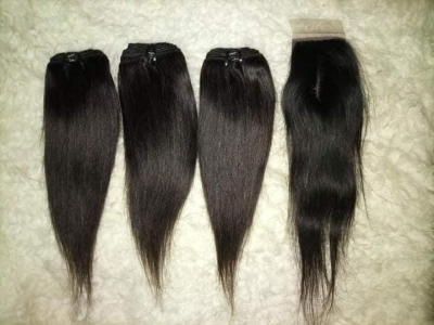 Human hair bundles 16 inches with full closure