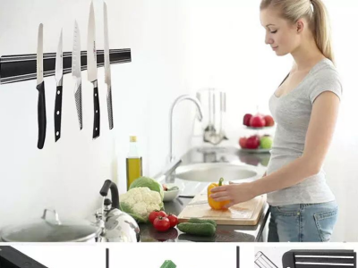 Wall mount magnetic knife holder