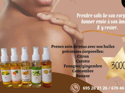 Huiles corporelles :  Citron Carotte Concombre Fenugrec-gingembre