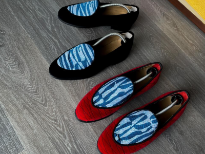Velvet loafers ( African print )