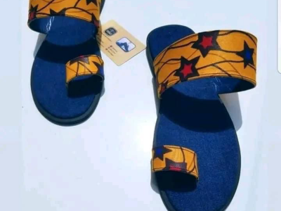 African print slippers