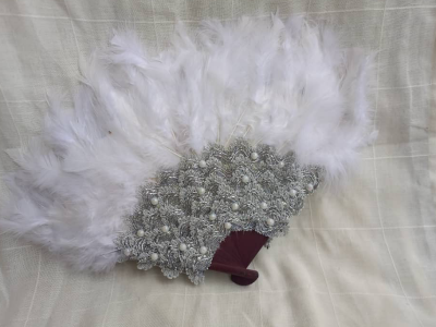 White bridal fan
