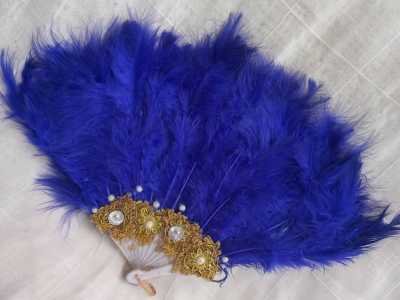 Royal blue bridal fan