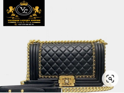 Black channel handbag