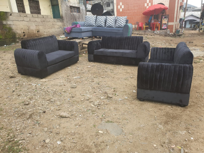 Black Cotton Material Couch