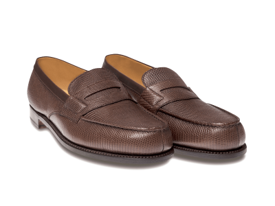 J.M Weston mocassin 180 cuir de lezard marron noisette