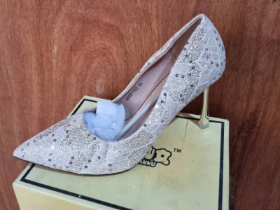 High heel covered shoes