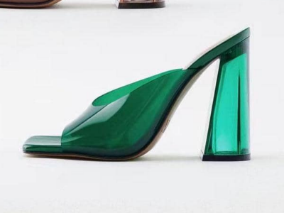 Green High heels slippers