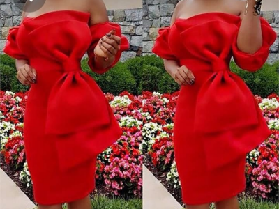 Off shoulder wiggle dress