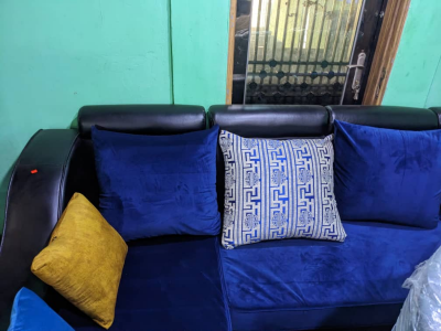 06 Seats Blue Cotton couch