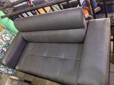 06 Seats Grey Leather Couch