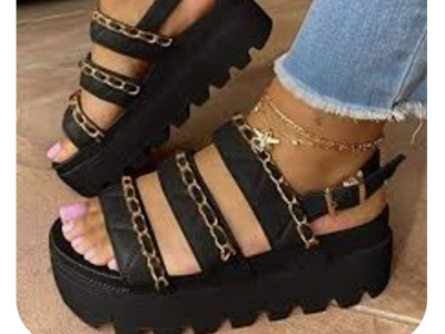 black Chain Sandals