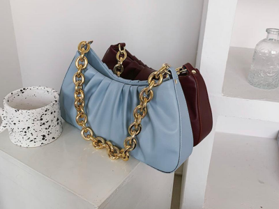 Sky Blue Leather Handbag