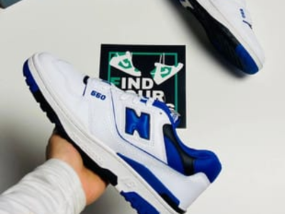 White & Blue Sneakers
