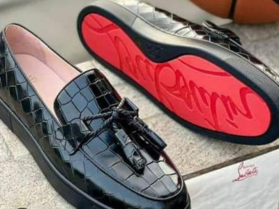 Black Leather Croco Shoe