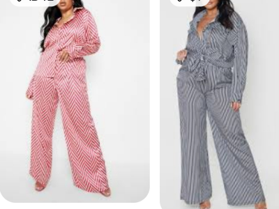plus Stripped wide leg trouser