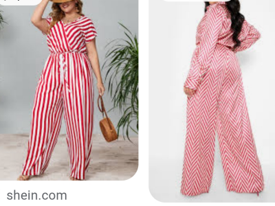 Stripped plus wide leg trousers