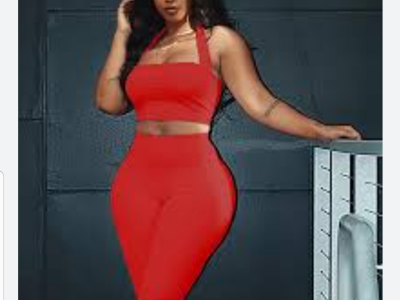Red Crop top & plants set