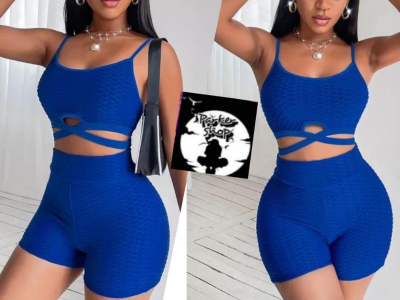 Blue crop top short trouser